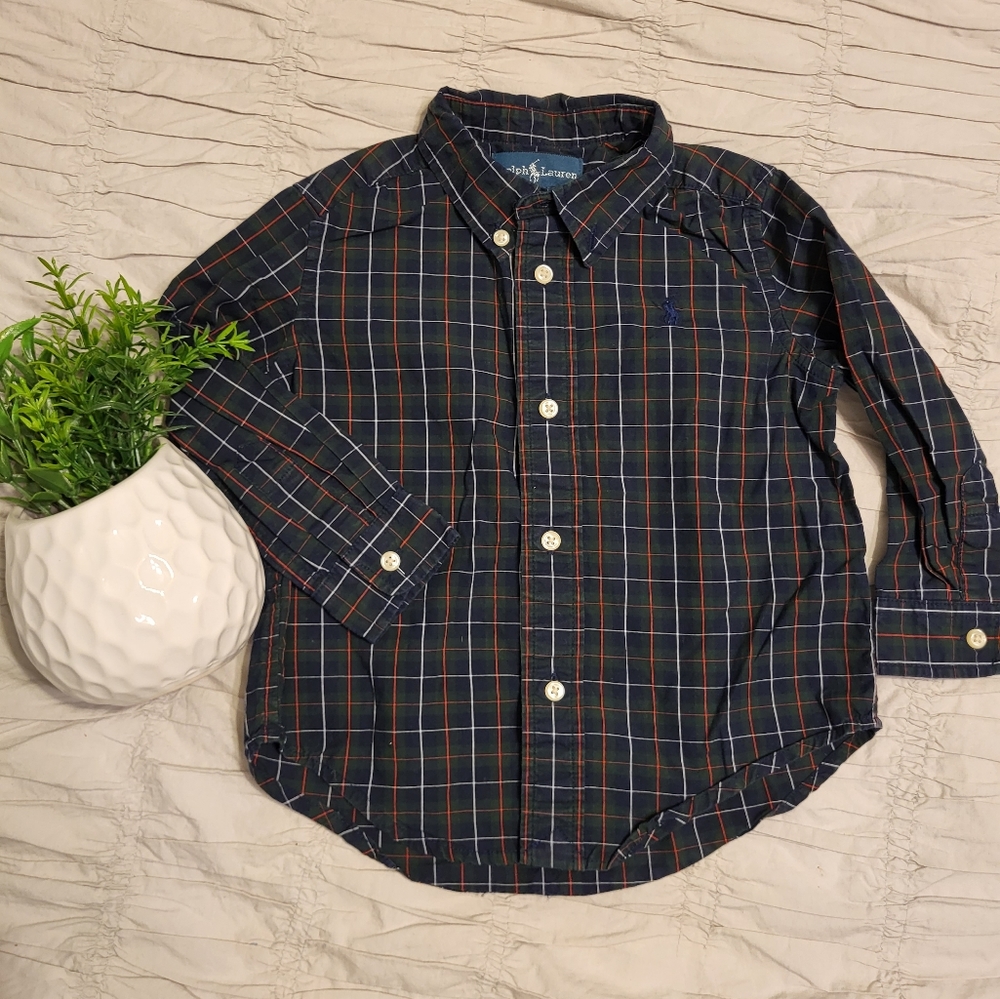 Ralph Lauren navy button down holiday